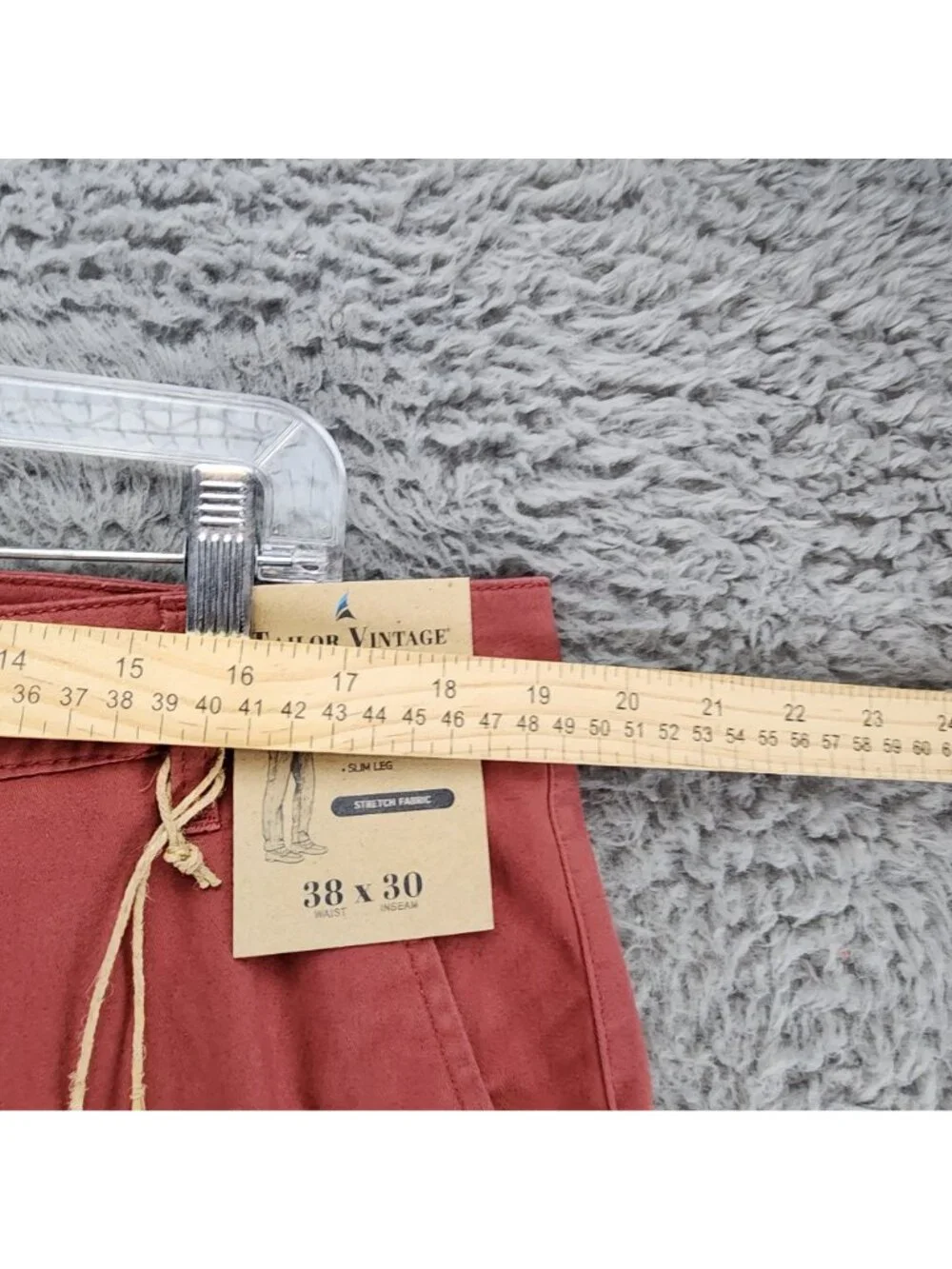 Tailor Vintage Pants Mens 38x30 Red Stretch High Rise Slim Fit *NWT*
